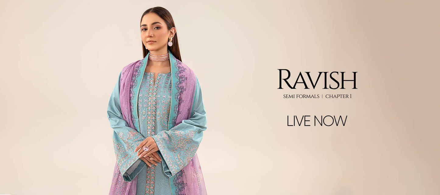 Ravish by Ruby Suleiman Unstitched Embroidered Lawn 3 Piece Suit Petals of Ivory - Festive Collection